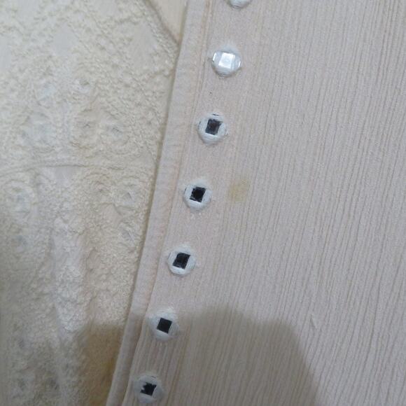 American Eagle Womens Sz M Cream Open Front Boho Kimono Short Cardigan Beachy - Picture 5 of 9